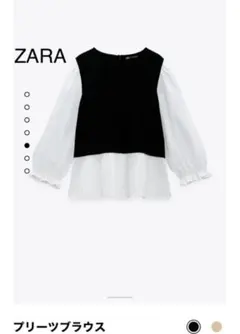 ZARAザラ プリーツブラウス 黒ブラック