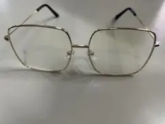 ゴールドメタルフレーム スクエア　伊達眼鏡
