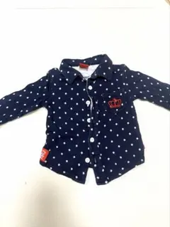 BABYDOLL ネイビー ドット柄 長袖シャツ 90cm