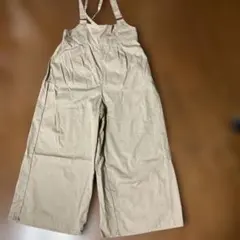 ベージュ リボン付きオーバーオール