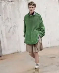 sacai サカイ ニット バックプリーツ コットンポプリンドッキング