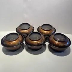 漆器 吸物椀 和食器 汁椀 樹脂製　レトロ　５客セット