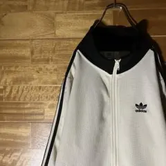XL ワッフル　adidasトラックジャケット　ジャージ　トレフォイル　白　黒のサムネイル
