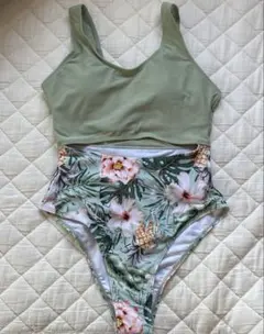 SHEIN フローラルワンピース水着 グリーン