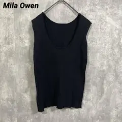 Mila Owen オーガニックコットンノースリーブニット　ブラック　サイズ0