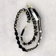 3wayスマホショルダーストラップ ブラック/ゴールド