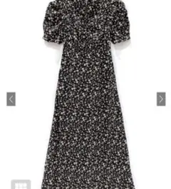 【GRL】 花柄バックレースアップフレアワンピース [mc015b] ブラック