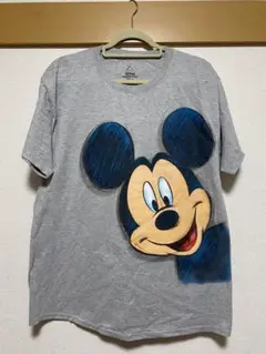 【Disney】ミッキー 大判プリント Tシャツ Lサイズ グレー