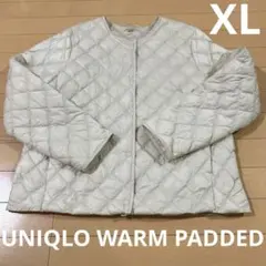 美品ユニクロUNIQLOウォームパデッドキルティングジャケットXL白