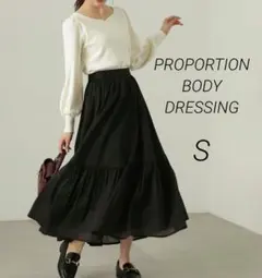 プロポーションボディドレッシング シアー切替 ギャザー ロングスカート