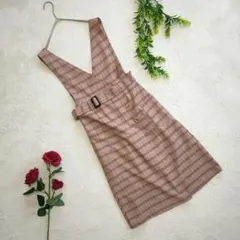 OLIVE des OLIVE【F】ピンク系 チェック柄 ジャンパースカート