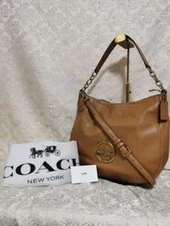 美品　コーチ　2WAY　ショルダーバッグ　エル　ホーボー　サドル　F31400