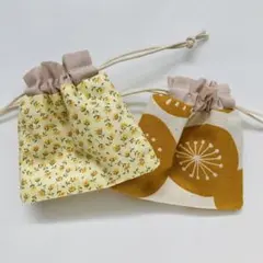 【M030】ミニ巾着2点セット　ハンドメイド　小物入れ　ミニポーチ