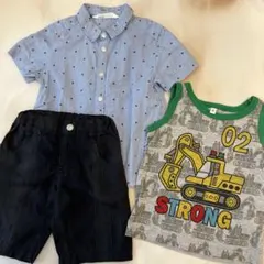 【3点セット】まとめ売り✨半袖シャツ×パンツ 95 男の子 お出かけ公園保育園用