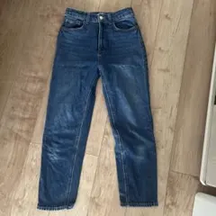 H&M ハイウエスト ダークブルー デニム