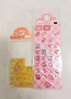 ハローキティ キラキラエポシール　ポムポムプリン タイルフウシール　平成レトロ