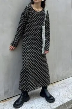 チャオパニック　黒 花柄 ワンピース　ロング丈