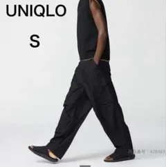 美品 UNIQLO:C ユニクロC ワイドフィットカーゴパンツ 黒 Sのサムネイル