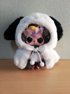 babythreeの垂れ耳の犬のマントを被ったオイルの涙目のぬいぐるみ