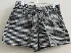 adidas アディダス 白×黒 ギンガムチェックショートパンツ ウエストリボン