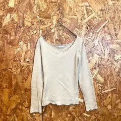 KBF ニットカットソー リブ レース レーヨン混在 ベージュ レディース F