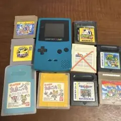 ゲームボーイカラー 青 + ゲームカートリッジ8本