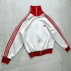 即売 80s アディダス トレフォイルロゴ 3ライン トラックジャケット 白 赤