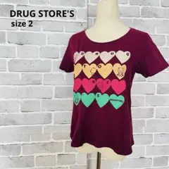 ドラッグストアーズ Tシャツ 半袖 ハート ぶた ボルドー 2 M⁠ C640のサムネイル