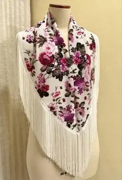 シージョ　ピンクバラ柄スペイン　オフ白フレコ　フラメンコ　衣装