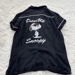X-girl×SNOOPY ボウリングシャツ レーヨン 半袖 ブラック　コラボ