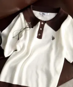 U.S. POLO ASSN. バイカラー ポロニット 半袖　新品未使用タグ付き