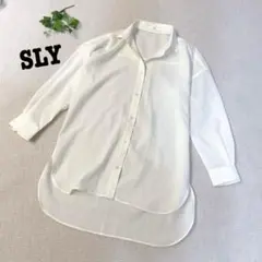 s.1473【スライ】長袖 シャツ オーバーサイズ ホワイト 丈長め Fサイズ