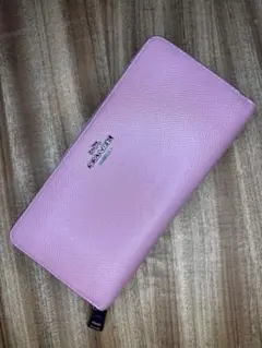コーチ COACH 長財布 ピンク ラウンドファスナー 本革