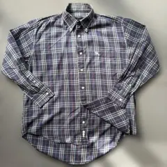 Burberry ・チェック柄 ・長袖シャツ ・ネイビー・ボタンダウン・刺繡