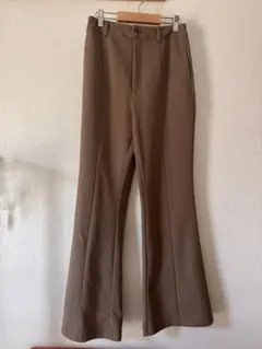 ブラウン フレアパンツ ゴムウエスト