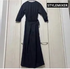 STYLEMIXER ブラック　Sサイズ 七分袖　ロング　ラップワンピース