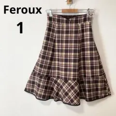 Feroux フェルゥ オンワード樫山 バックレースアップ　チェック柄 スカート