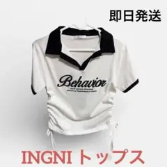 イング クロップドポロシャツ ホワイト/ブラック