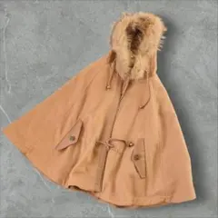 CYNICAL キャメル　ファー付き　ケープコート