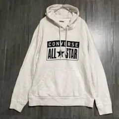 コンバース　ロゴプリント パーカー　白　M