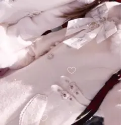 LIZLISA ビジューリボンミニ丈Aラインコート ホワイト