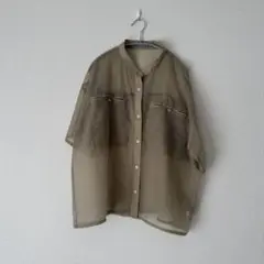 シースルー半袖シャツ ベージュ