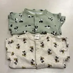 breeze パンダ柄・futafutaミッキー柄ロンパース 50 60 70