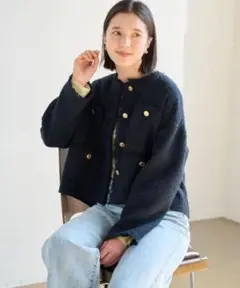 green label relaxing ツイードノーカラージャケット