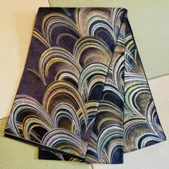 波模様 金糸刺繍 振袖用袋帯No.7-244グレー系　玉虫流線　成人式着付けにも
