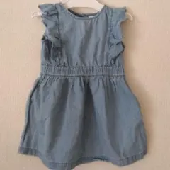 お値下げ！baby GAP デニムフリルノースリーブワンピース 2歳用　95㎝
