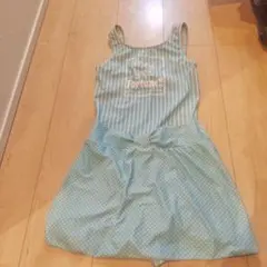 女の子用水着 ワンピース 水色 ストライプ＆ドット　160センチ