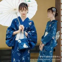 即発送【新品3点セット】浴衣　花柄　浴衣・帯　フリーサイズ