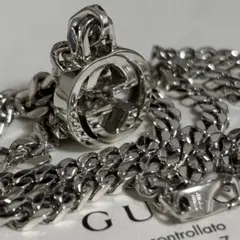 GUCCI 新品同様品　インターロッキングGシルバーネックレス　極太　付属品