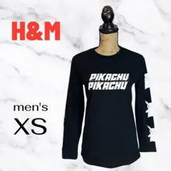 美品✨【H&M】ロンTシャツ　ポケモン　ピカチュウ　袖プリント　ブラック　165のサムネイル